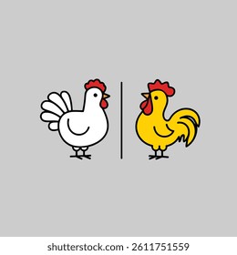 simple chicken cartoon illustration with solid color clean background