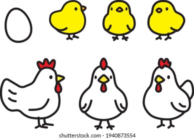 Simple chicken and chick illustration