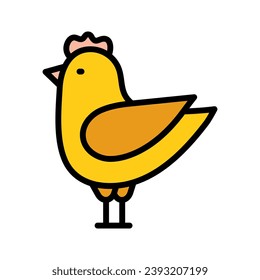 Simple chicken color icon. Simple style pictogram. Vector illustration isolated on a white background. Vector sign for mobile app and web sites.