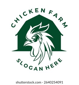 Simple Chicken Farm logo design. Rooster Farm logo design