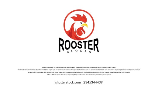 Simple chicken head logo design with modern concept|premium vector