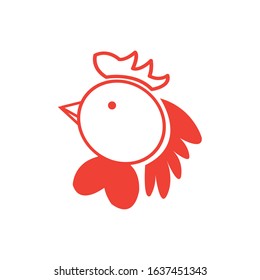 simple chicken head vector design logo