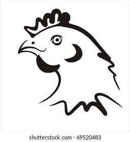 simple chicken icon in black lines