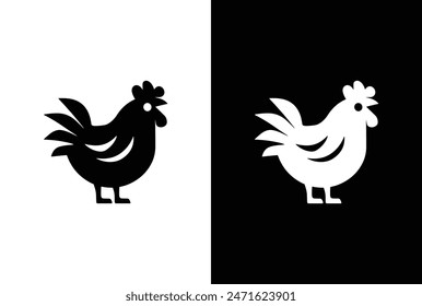 Simple chicken icon illustration design, cute hen symbol. Chicken Icon Flat Graphic Design