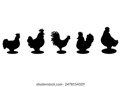 Einfaches Hühnchen Illustration Design Set