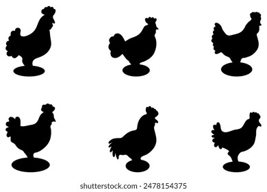 Einfaches Hühnchen Illustration Design Set