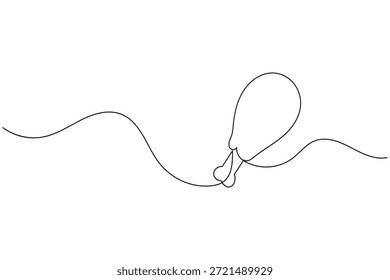 Simple chicken leg vector illustration in one line drawing style