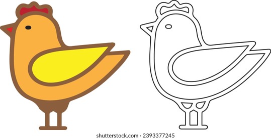 Simple chicken line icon. Stroke pictogram. Vector illustration isolated on a white background