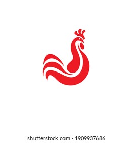 Simple Chicken Logo. A funny Cartoon Rooster chicken. 
Vector logo illustration.