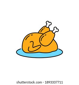 Simple chicken meat vector illustration isolated on white background. Liner color style of chicken meat icon