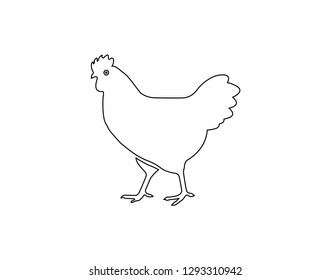 Simple chicken outline icon. Associated with farming and agriculture. Vector illustration
