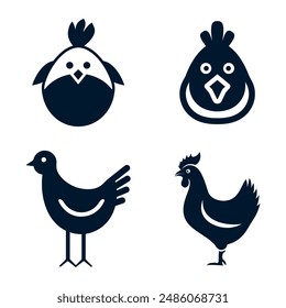 simple chicken vector icon illustration, abstract chicken rooster face head mascot logo vector icon