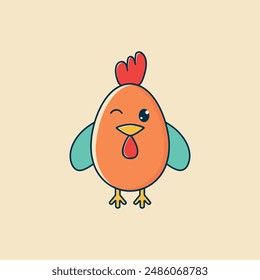 simple chicken vector icon illustration, abstract chicken rooster face head mascot logo vector icon