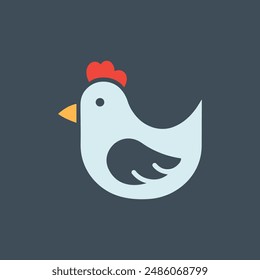 simple chicken vector icon illustration, abstract chicken rooster face head mascot logo vector icon