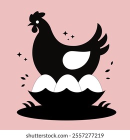Simple Chicken Vector Illustration,  Abstract Chicken, Mascot Logo, Icon