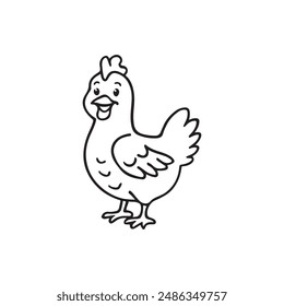 simple chicken vector one line illustration, colorful chicken art, abstract chicken rooster face head mascot logo vector icon