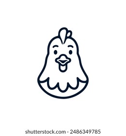 simple chicken vector one line illustration, colorful chicken art, abstract chicken rooster face head mascot logo vector icon