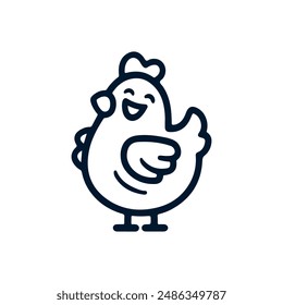 simple chicken vector one line illustration, colorful chicken art, abstract chicken rooster face head mascot logo vector icon