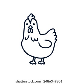 simple chicken vector one line illustration, colorful chicken art, abstract chicken rooster face head mascot logo vector icon