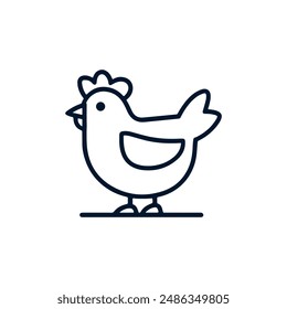 simple chicken vector one line illustration, colorful chicken art, abstract chicken rooster face head mascot logo vector icon
