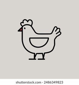 simple chicken vector one line illustration, colorful chicken art, abstract chicken rooster face head mascot logo vector icon