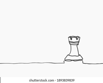 Simple childish black continuous line art drawing. Rook chess piece seamless pattern for background, wallpaper, texture, banner, label, cover, card etc to celebrate free time. vector design