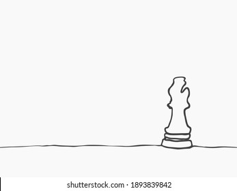 Simple childish black continuous line art drawing. Bishop chess piece seamless pattern for background, wallpaper, texture, banner, label, cover, card etc to celebrate free time. vector design