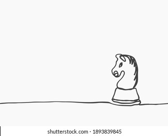 Simple childish black continuous line art drawing. Knight chess piece seamless pattern for background, wallpaper, texture, banner, label, cover, card etc to celebrate free time. vector design