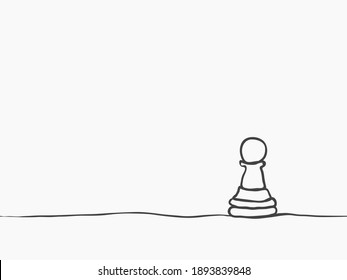 Simple childish black continuous line art drawing. Pawn chess piece seamless pattern for background, wallpaper, texture, banner, label, cover, card etc to celebrate free time. vector design
