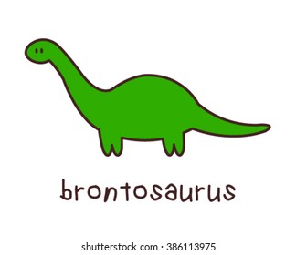 Simple Childish Brontosaurus Drawing on White Background
