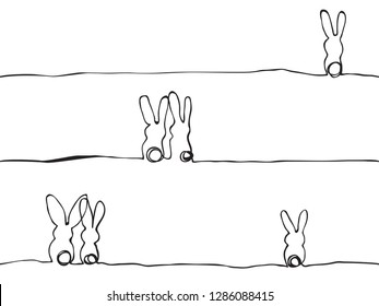 simple childish continuous lines bunny seamless pattern for background, wallpaper, texture, banner, label, cover, card etc to celebrate day like easter's day. vector design