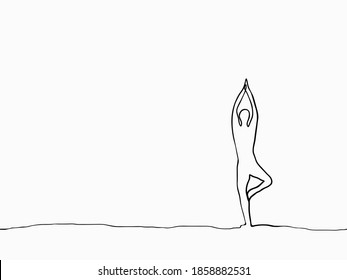 simple childish continuous lines front body yoga gesture seamless pattern for background, wallpaper, texture, banner, label, cover, card etc. vector design