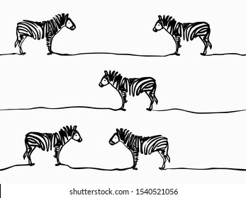 simple childish continuous lines zebra seamless pattern for background, wallpaper, texture, banner, label, cover, card etc to celebrate day like easter's day. vector design