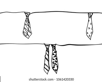 simple childish hand drawn continuous line art father's day symbols necktie, seamless background, wallpaper, pattern, banner, label, texture, vector design