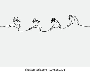 simple childish hand drawn continuous lines art of reindeer element for Christmas decoration, background, pattern, texture, label, banner, card, cover, etc. vector design