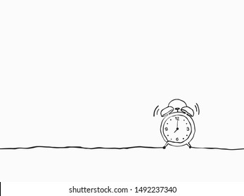 simple childish hand drawn continuous line art clock symbols wake up seamless background, wallpaper, pattern, banner, label, texture, vector design