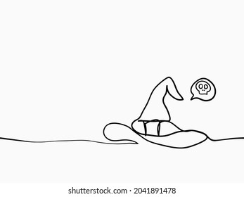 líneas contínuas simples dibujadas a mano infantil bruja o sombrero de mago para un patrón sin fisuras para fondo, papel pintado, textura, banner, etiqueta, cubierta, tarjeta, etc para celebrar el día como el día de halloween. diseño vectorial