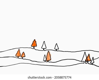 arte de línea continua simple dibujado a mano infantil otoño colorido rojo, marrón, amarillo sobre elemento blanco para fondo, banner, etiqueta, papel pintado, textura, etc vector