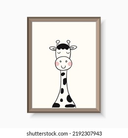 simple childish hand drawn cute giraffe line art for wallpaper, background, picture, poster, painting, drawing, postcard, billboard, banner, label, print element etc. vector design.