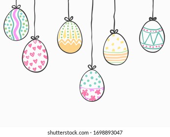 simple childish hand drawn hanging Easter egg line art  for background, wallpaper, banner, label etc. vector design.