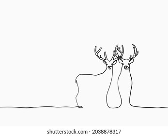 simple childish hand drawn seamless continuous lines art of deer element  for Christmas decoration, background, pattern, texture, label, banner, card, cover, etc. vector design