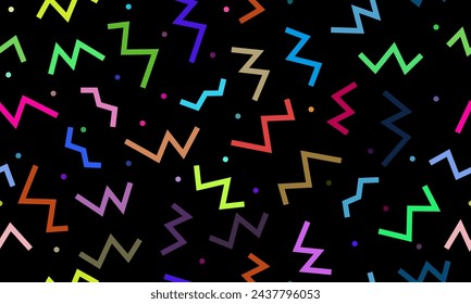 Simple childish hand drawn seamless pattern. Random colorful scribble backdrop with swirls, bundles and dots. Fun colorful abstract background in doodle style