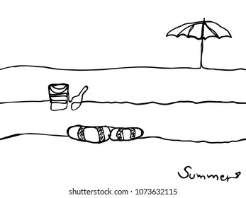 simple childish hand drawn summer season continuous lines art seamless pattern, wallpaper, banner, label, texture, vector design