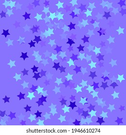 Simple Childish Purple Vivid Modern Design Backdrop. Holiday Fluorescent Christmas Stars Texture Illustration. Neon Bright Sky Seamless Vector. Violet Light Children Dark Modern Night Background.