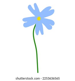 Sencillo dibujo infantil de una flor azul