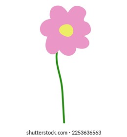 Sencillo dibujo infantil de una flor rosa
