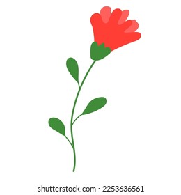 Simple children's drawing of a red flower