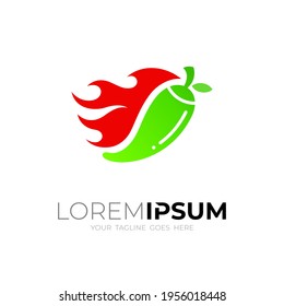 Simple Chili logo and fire design combination, restaurant icon