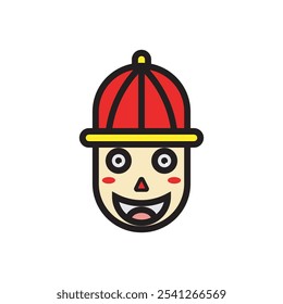 Simple Chinese guy cute character design, chine new year, cartoon character vector design illustration, isolated on white background. 