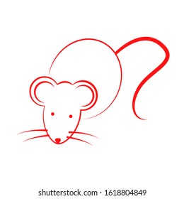 simple chinese new year  line illustration, year of rat